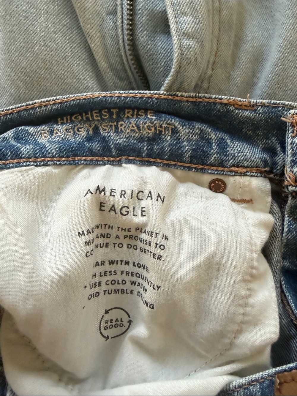 American Eagle Outfitters Light Blue Distressed Straight Leg Jeans - Picture 11 of 11